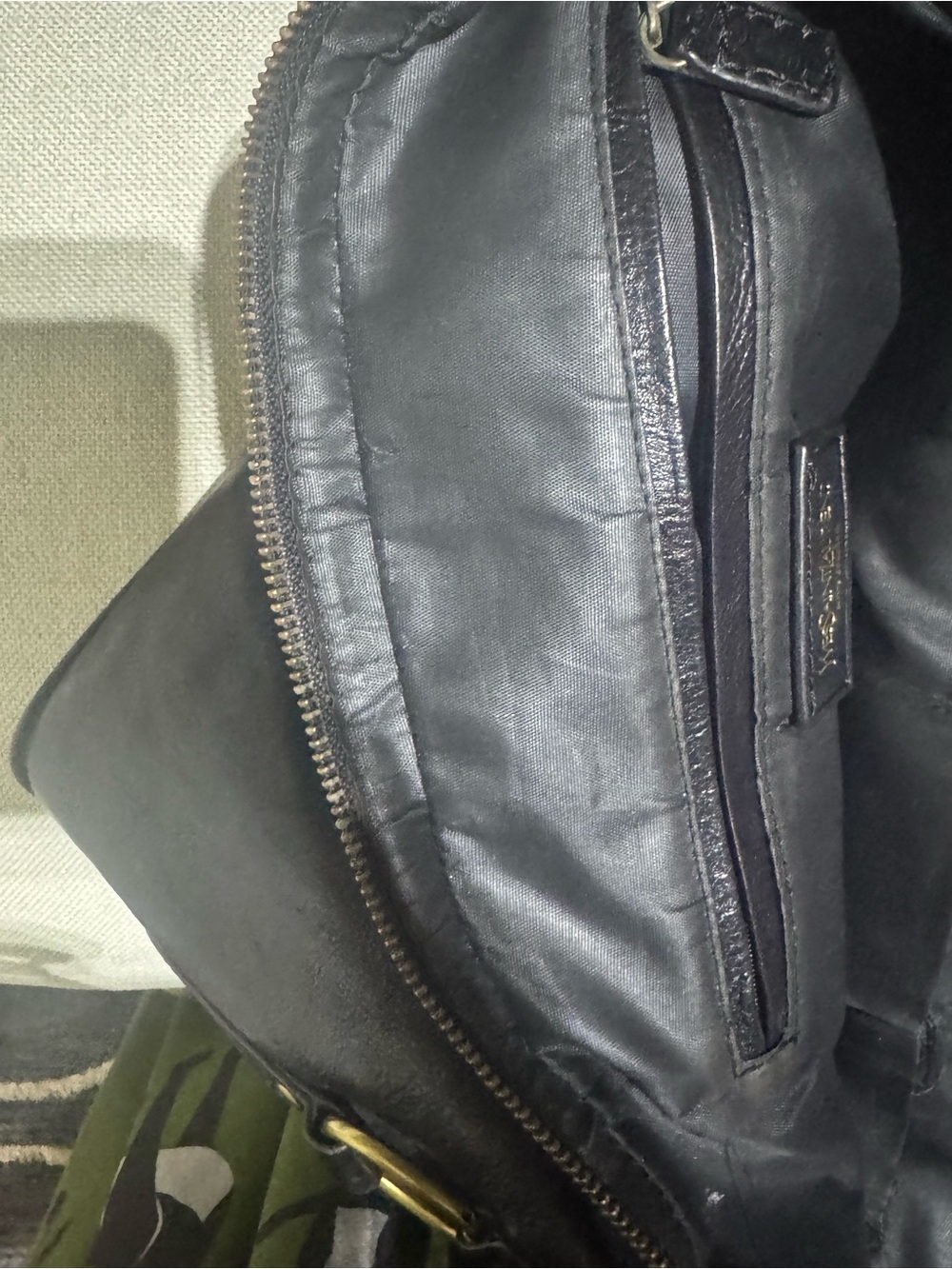 Black Leather Duffel Bag with Brass Hardware - Men - Picture 3 of 6